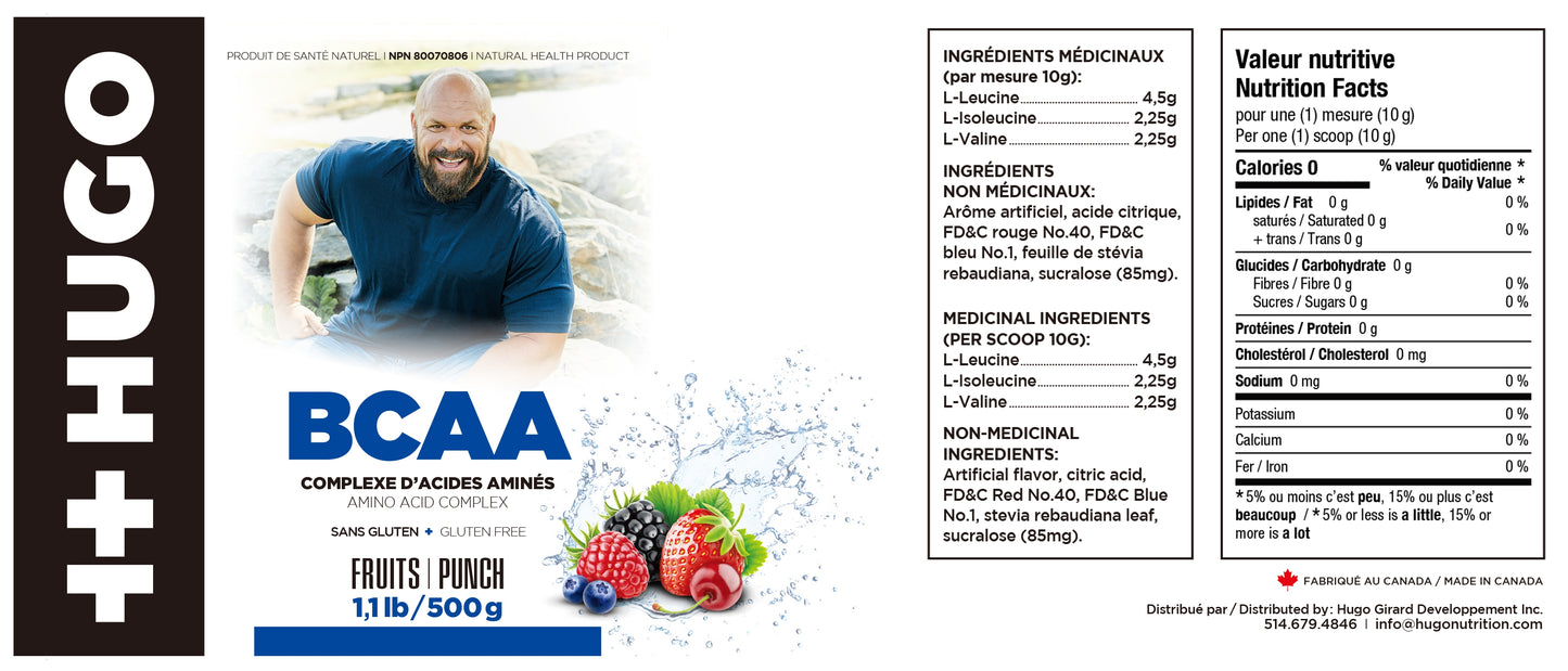 ingrédients des suppléments bcaa en poudre aux fruits