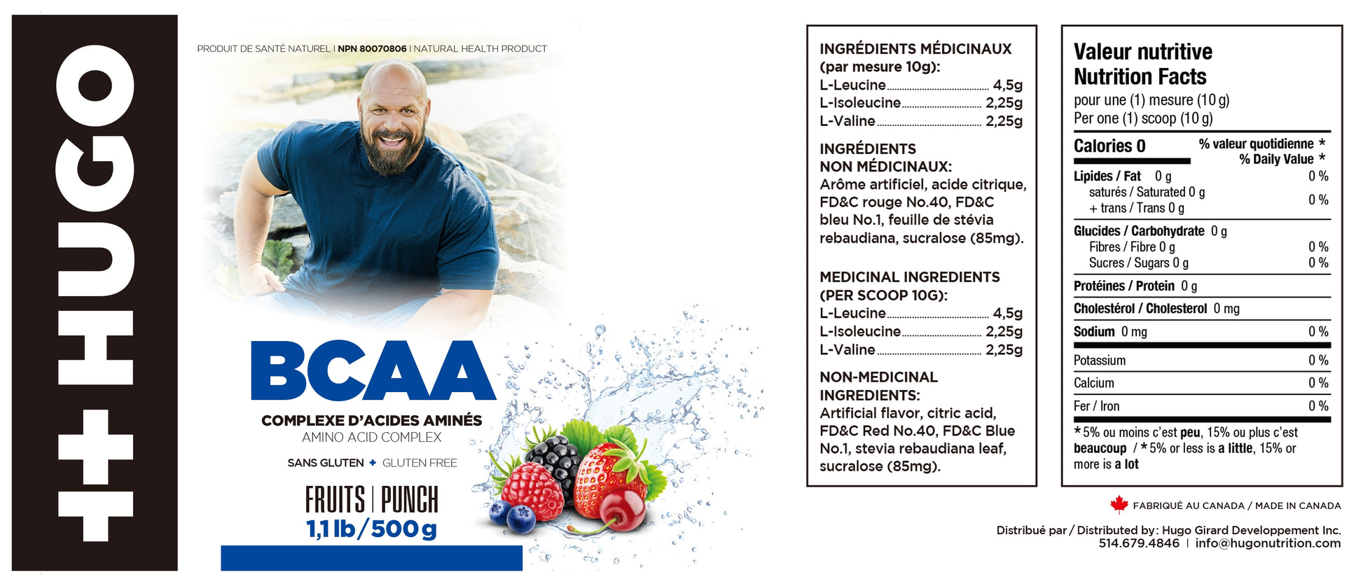 ingrédients des suppléments bcaa en poudre aux fruits