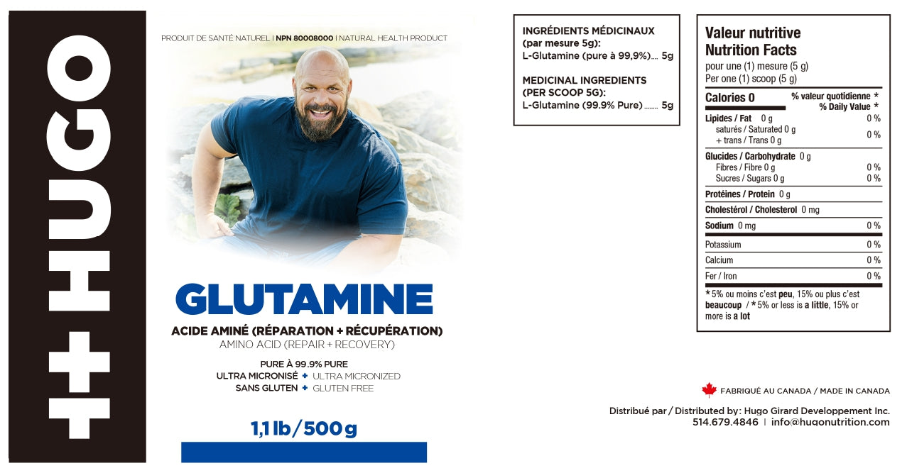 ingrédients suppléments glutamine en poudre