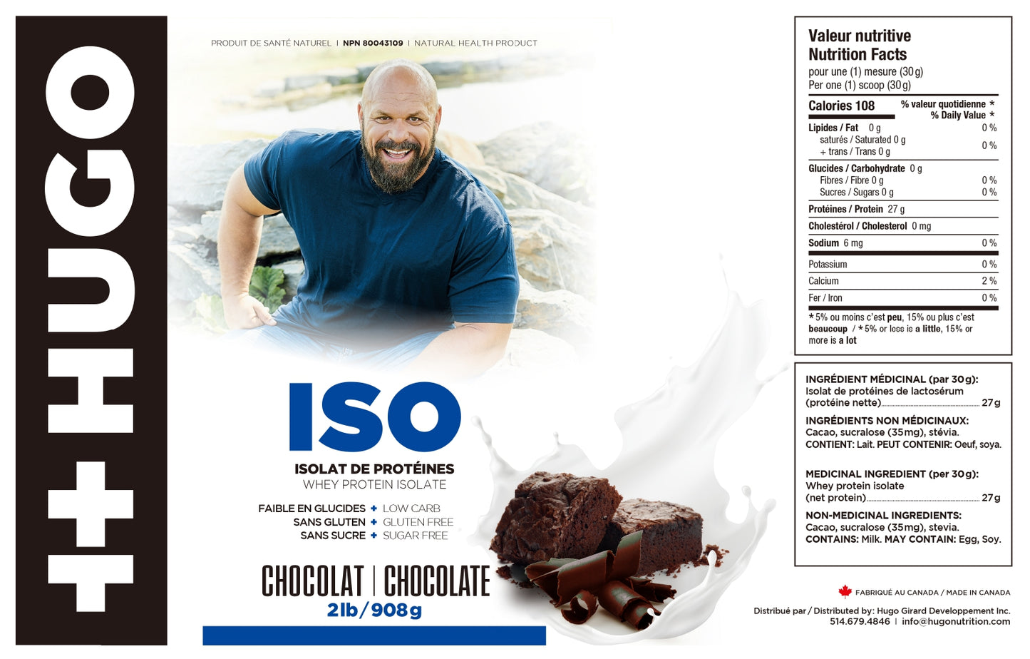 ingrédients iso whey isolat de protéines de petit-lait au chocolat