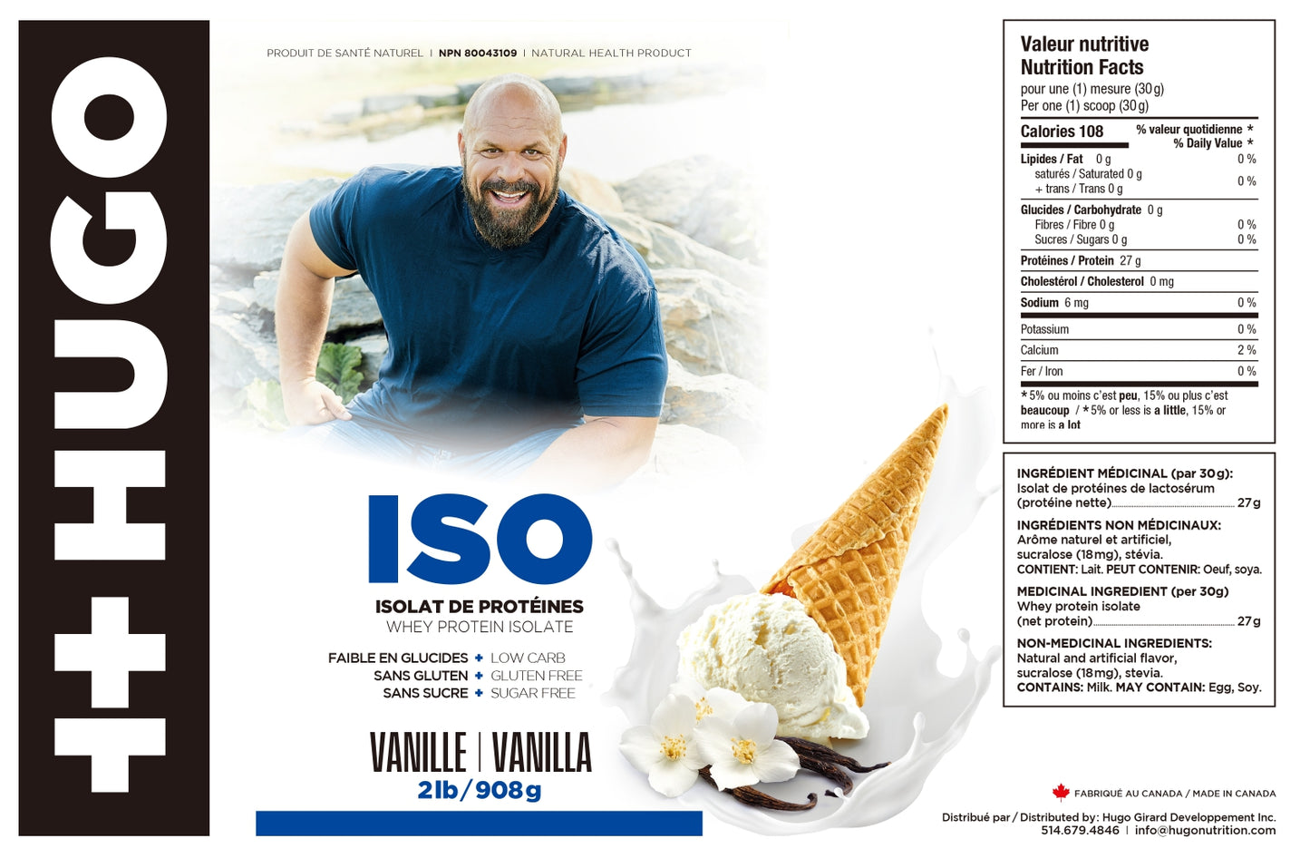 iso whey isolat de protéines de petit-lait à la vanille