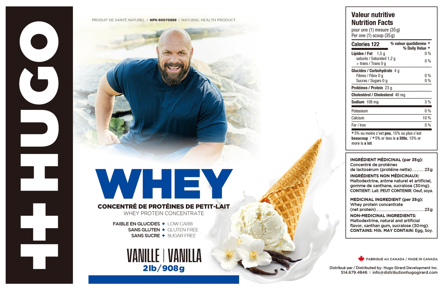 ingrédients whey en poudre protéines à la vanille