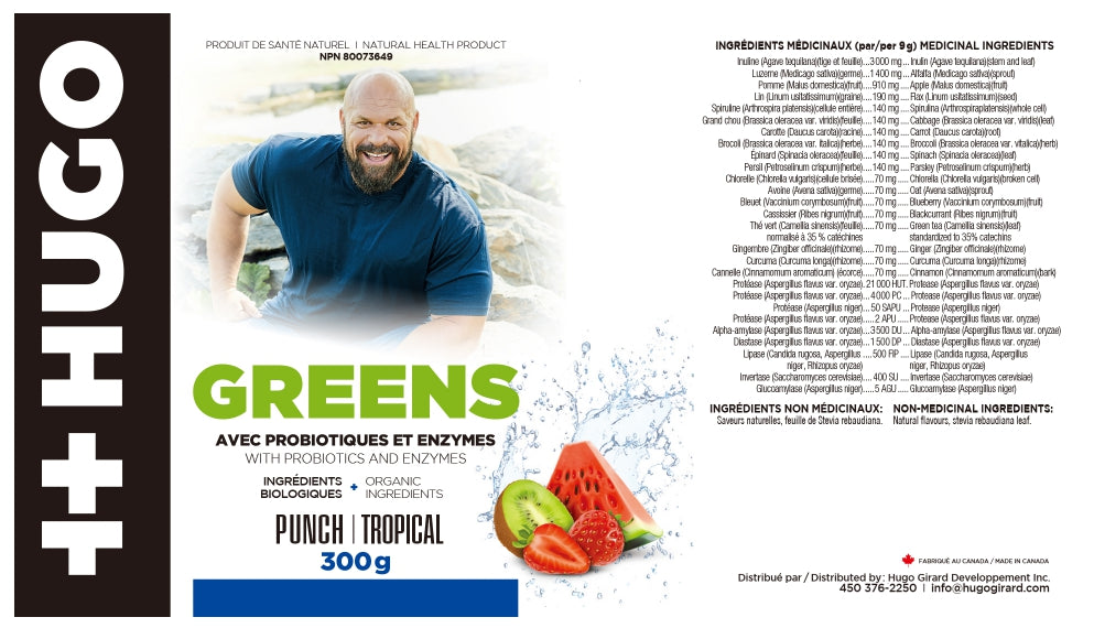 ingrédients suppléments greens en poudre